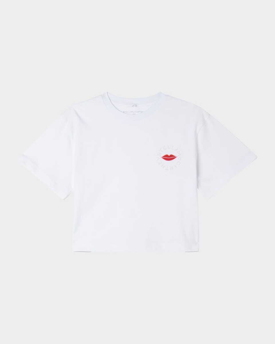 Girl's Lip Logo Disc Print Short-Sleeve T-Shirt, Size 4-8